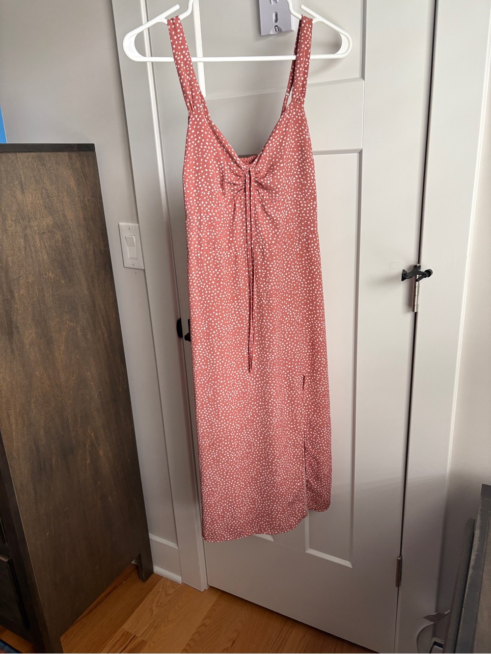 Abercrombie & Fitch Cinch Front Midi Dress Dusty Pink XS